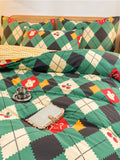 Ikeehome  Thiened Warm Flannel Bedding Set Pure Cotton Bear Pattern Autumn Winter Four-Piece Quilt Cover eet Tee-Piece Set