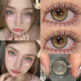 2pcs/pair Yearly Colored Contacts with Prescription Beauty Cosmetic Brown Pupil Super Natural Korean Lenses Fast Shipping
