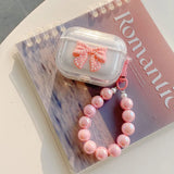 Simple Laser Pearl Heart Earphone Case for AirPods 2 Pro 3 4 Generation Headset Charging Box Protect Cover for Air pods Keychain