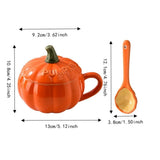 Ceramic Halloween Cartoon Pumpkin Mug Under-glaze Painting Anti-scalding Handle Breakfast Oatmeal Cup Orange with Spoon and Lid