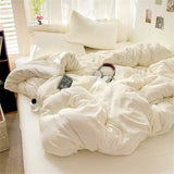 Solid Color Bedding Set Kids Twin Full Queen Size Washed Cotton Single Couple Duvet Cover Set Quilt Cover Pillowcases Bed Linen