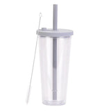 700ml,Double-Layer Straw Cup/MUG,Drinkware,Environmentally Friendly Plastic,Large Diameter,Transparent Milk Tea Cup,Holiday Gift