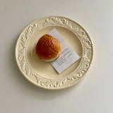 French Style Relief Dining Plates Household Solid Color Bread Plates Simple Ceramic Tableware Nordic Restaurant Dessert Disc