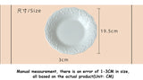 White Relief Dining Plate French Household Ceramic Round Plates Solid Color Dessert Flower Dish Simple Versatile Tableware