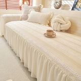 Elegant Solid Sofa Towel with Skirt Edge High-Quality All-Cover Easy-Care Dust Cover Four Seasons Home Textiles for Living Room