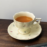 1Set Floral Ceramic Cup and Saucer Tea Set Accessible Luxury Coffee Cup and Saucer Afternoon Tea Cup, Suitable for Home Decoration, Party Party, Breakfast Milk Bread, Afternoon Tea Coffee Cake, Gift Giving