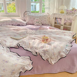 Korean StyleFloral Printed Summer Quilt Soft Skin-friendly Comforter Adults Single Double Washable Summer Lightweight Quilt 1PC