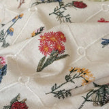 Vintage Floral Embroidery Cotton Linen Blend Bedding Set Ruffle Lace Edge Duvet Cover Flat/Fitted Bed Sheet Pillowcases 4Pcs
