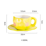 Creative Ceramic mug Hand-painted Flower Clouds Coffee Cup with Saucer Irregular Handmade Cup Breakfast Milk Tea Cups Gift Set