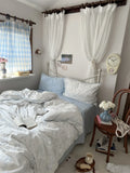 Pure Cotton Fledding Set Dr Pear Simple Elegance Cotton Quilt Cover eet Bed Canopy Four Piece Bedding Set