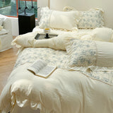 High Quality Bedding Set Type A Washed Cotton Butterfly Bed Sheets And Fitted Sheet  Ancient Rhyme Butterfly Sound  Duvet Cover