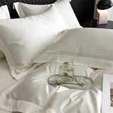1000TC Egyptian Cotton Luxury Line Embroidery Wide Edge Hotel Style Bedding Set Duvet Cover Flat/Fitted Bed Sheet Pillowcases