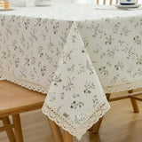 Small Fresh Floral Tablecloth Cotton Thread Lace Dining Table Cover Cloth Household Coffee Table Cover TV Cabinet Tables Cloth