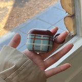 Retro Blue and Brown Plaid + Ring Suitable for Apple Airpodspro2 Case/Airpodspro Case/Airpods4 Case/Airpods3 Case/Airpods2 Case/