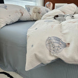 Duvet Cover Set  A-class Ultra Soft Jacquard Double-layer Yarn Washed Cotton Bedding Set  Floral Bed Sheet