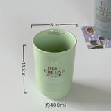 400ml Korean Style Ceramic Water Cup Ins Style Letter Juice Drinkware Exquisite Round Hand-held Mug Household Casual Coffee Cups