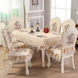 Dining Table Chair Cover Set European Jacquard Cushion Chair Rectangle Round Coffee Tablecloth Table Cloth Home Decor Dustproof