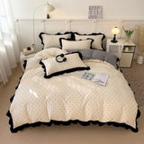 French New Class A Bed Set Four-piece Set Comforter Washed Cotton Four-season Skin Friendly Quilt Cover Three-piece Bedding Set