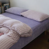 Thiened Milk Velvet Bedding Set Winter Warm Double-Sided Fce Duvet Cover Purple Velvet Bedding Kit for Cold Weather