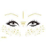 Glitter Stickers Face Tattoo Flash Gold Temporary Metalic Tattoos Waterproof Makeup Decals for Girls Party Music Festival