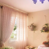 2PCS French Rustic Lace Pink Sheer Curtain For Luxurious Living Room, Princess Room, Balcony Drapes,Home Window Curtains