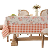 Rectangle Waterproof Tablecloth Rose Print Lace Trim Cotton Tablecloth For Outdoor Dining Party Decor Home Decoration