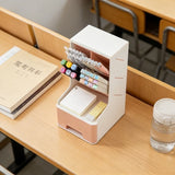 Multilayer PlasticInclinedPenHolderMultiFunctionalDesktopDrawerStorageBox for HomeDormOfficeDeskCosmeticBrushStationeryOrganizer