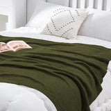 Lightweight Cable Knit Throw Blanket Soft Breathable All-Season Couch Decorative Cozy Blanket for Home Decor Christmas Green