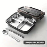Easy-Clean Bento Container For Students & Office Workers,Leak-Proof Stainless Steel Lunch Box With 3/4 Compartments - Durable