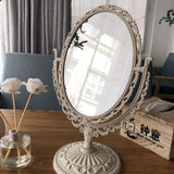 Oval Shaped Makeup Mirror Vintage European Style Makeup Mirror 360 Degree Rotating Swivel Desktop Makeup Mirror Home Decor Gift