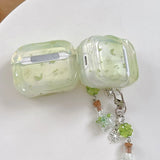 Green Butterfly Earphone Cases For AirPods Pro 3 4 Air pods AirPod 1/2 Pro2 with Key chain Bluetooth Headphone Protective Cover
