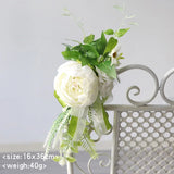 4pcs Artificial Peony Pew Flowers for Wedding Aisle Ceremony Chair Decoration Greenry with Rustic Wedding Outdoor Decor