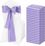 10/20 PCS 17x275cm Purple Luxury Satin Chair Sashes Bows Universal Chair Cover for Wedding Reception Restaurant Event Decoration