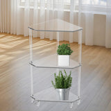 Acrylic Corner Side Table, Corner Shelf Stand, Easy to Clean End Table, 3 Tier for Home Bedroom Small Space Bedside
