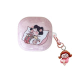 Rose Red Marble Pattern 3D Love Heart Cute Bear Pendant Earphone Accessories Case For Galaxy Buds Pro 2 Live Protection Cover