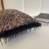 INS Tassel Leopard Print Decorative Pillow For Home Textile Footrest Sofa Cushion Large Car Back Chair Bed Head Cushion