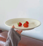 Ele Oval Cerc Plate Ins Sle Milk White for Restaurant Pastries Salads Fruits Pasta Multi Functional Diware