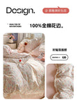 Print Floral Bedding Set Double Layer Yarn Four Pieces Set Soft Comfortable Duvet Cover Bed Sheet With Pillowcases Home Textiles