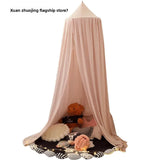 No-Drill round Top Bed Canopy Children's Windproof Baby Bed Light Blocking Mosquito Net Ceiling Mounted Bed Tent Bed Curtain