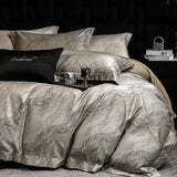 600TC Lyocell Cotton Flowers Jacquard Soft Silky Bedding Set Queen King Size Duvet Cover Bed Sheet/Fitted Sheet Pillowcases 4Pcs