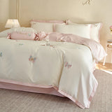 600TC Egyptian Cotton Luxury Butterfly Embroidery Bedding Set Queen King Size Duvet Cover Set Bed Sheet/Fitted Sheet Pillowcases