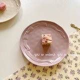 Ins Style Bow Dessert Plate High-end Solid Color Ceramic Disc Korean Underglaze Color Western Tableware Home Relief Bread Plates