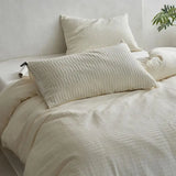 40S Ripple Jacquard Pure Cotton Bedding Set Bubble Gauze Color Blocking Breathable Quilt Set Twin Full Queen King Bedclothes