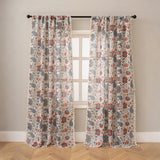New Semi-Sheer Blackout Curtains, Slub Linen Look Floral Print Rod Pocket Drapes for Living Room Bedroom, 1/2 Panels Ready Made