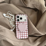 Luxury Pink Love Heart Bracket Lattice Pattern Case Magnetic Wireless Charging for iPhone 17 16 15 14 Pro Max Shockproof Cover