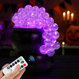 Luminous Halloween Bubbling Cauldron Decoration Purple Light Remote Control Bubbling Witch Bowl Plastic DIY