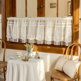 White Lace Short Curtain Double-layer Bookcase Enclosure Kitchen Door Curtains Cafe Livingroom Window Kitchen Half Curtain Decor
