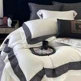 Luxury Hollow Embroidery Wide Edge Bedding Set 1000TC Lyocell Cotton Soft Silky Duvet Cover Flat/Fitted Bed Sheet Pillowcases