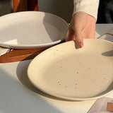 Ins Style Triangular Plates High-end Ceramic Cake Dessert Tray Exquisite Household Breakfast Plate Simple Splashed Ink Tableware