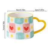 Cute INS Ceramic Mug Creative Hand-Painted Love Heart Coffee Cup Breakfast Milk Cup Afternoon tea Mug Valentine's Day present